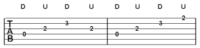 Alternate Picking - Using Arpeggiated D Chord Example